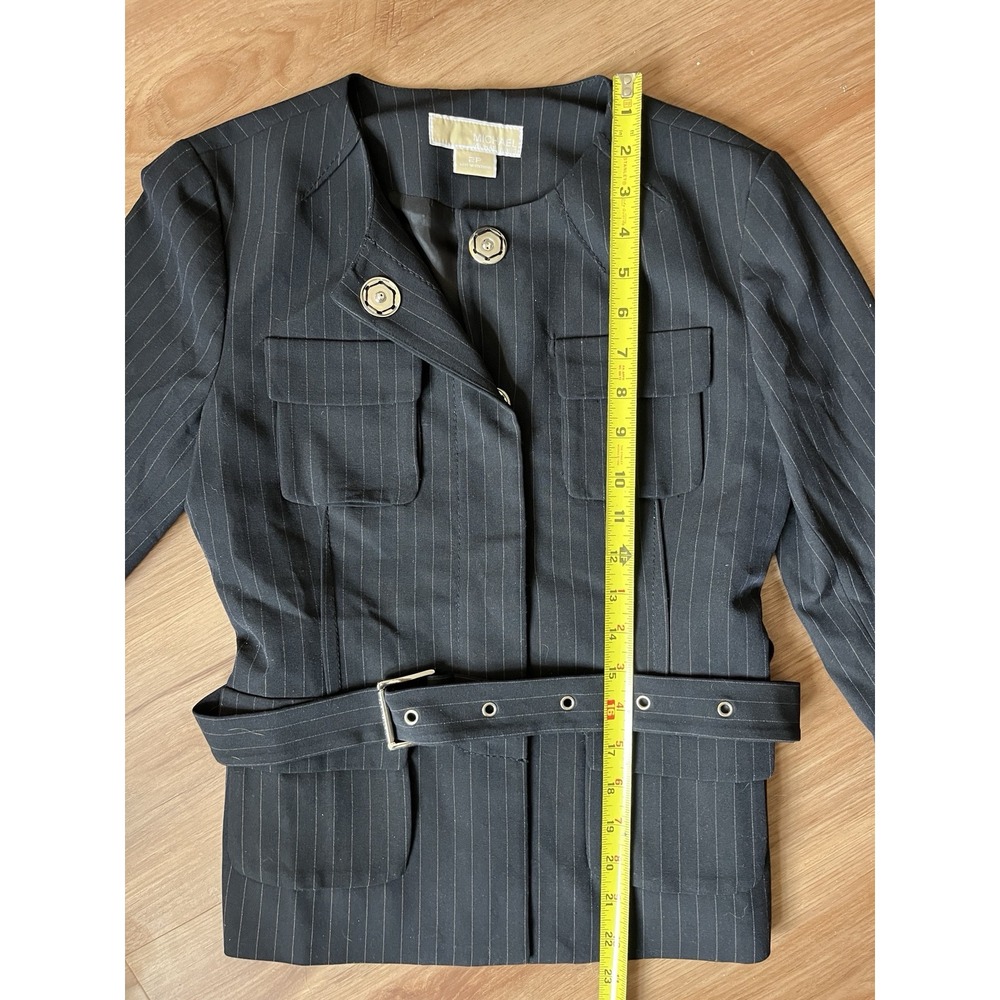 NEW Michael Kors Dark‎ Navy Blue Blazer Jacket Belted women SZ 2P - Picture 6 of 7